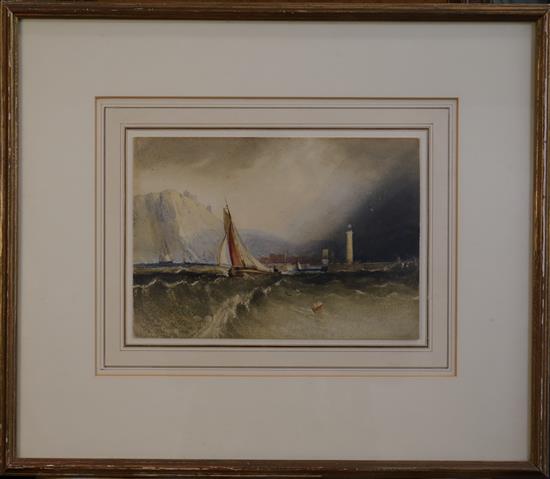 Henry Barlow Carter (1803-1867) Entrance to Whitby harbour 6.75 x 9.5in.